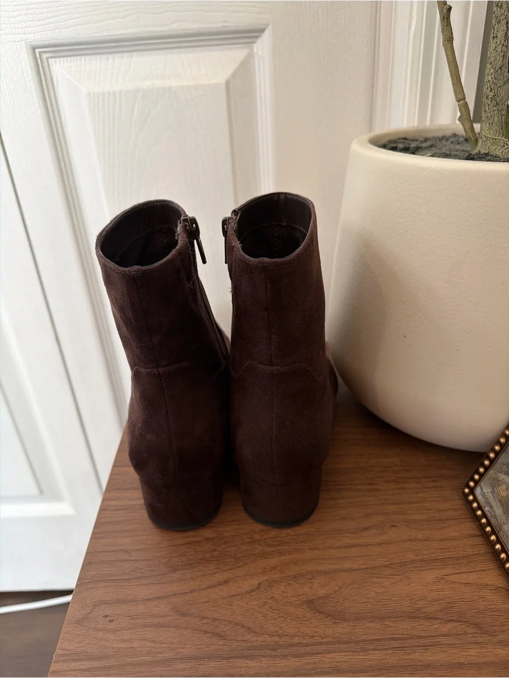 Universal Thread Chocolate Brown Faux Suede Square Toe Ankle Booties Size 8